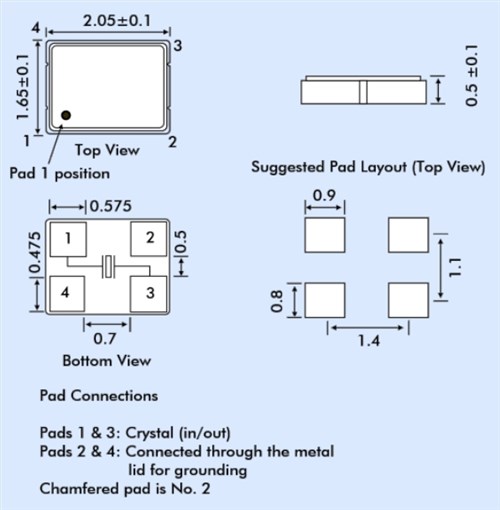 Euroquartz小型晶振,6GWIFI晶振,24.000MHz X22/10/30/-10+6石英晶體