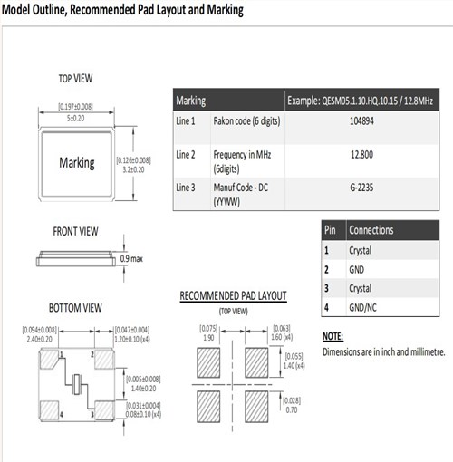 車載控制器6G晶振,QESM05130DT501213.4008MHZ,Rakon無源晶振