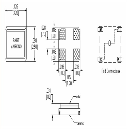 C3系列平板電腦晶振,3225mm,PDI小封裝晶振,4腳無源晶振