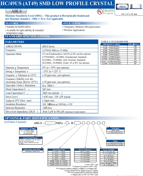 ABLS規(guī)格 ABLS規(guī)格