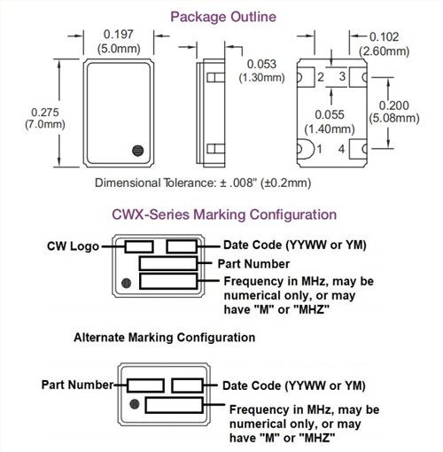 CWX815-64.0M,ConnorWinfield低抖動晶振,64MHz,CMOS輸出晶振